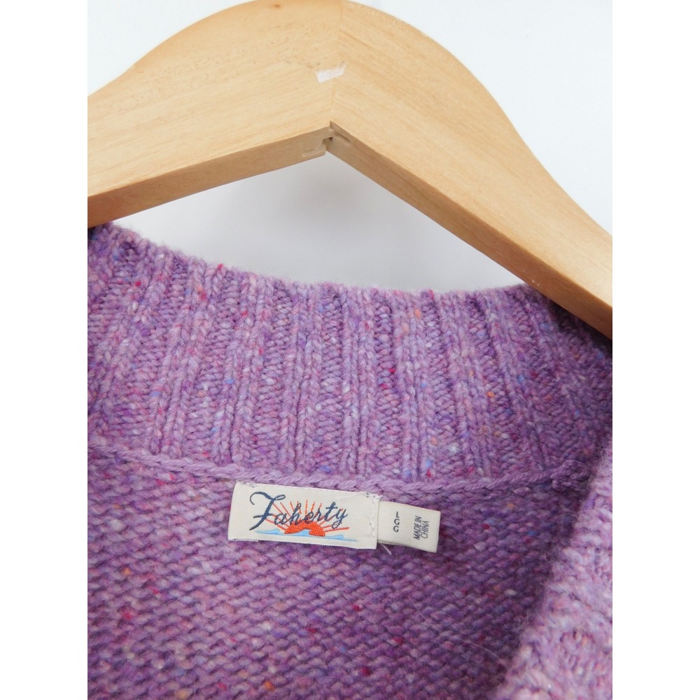 Faherty Boone Purple Wool Blend Mock Neck Puff Sleeve Sweater Women's Medium - Picture 4 of 5